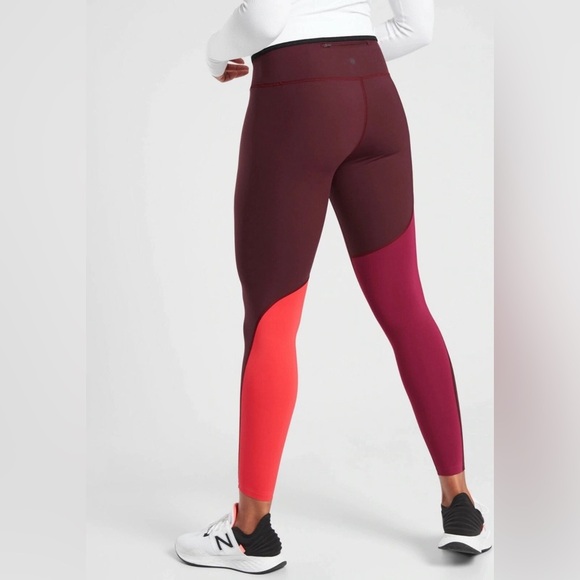 Athleta Burgundy and Red Colorblock Leggings size s - Picture 9 of 11